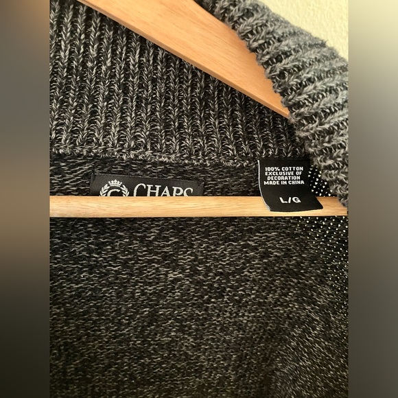 Men’s Chaps Dark Grey Knit Cardigan - Size Large - Picture 3 of 3